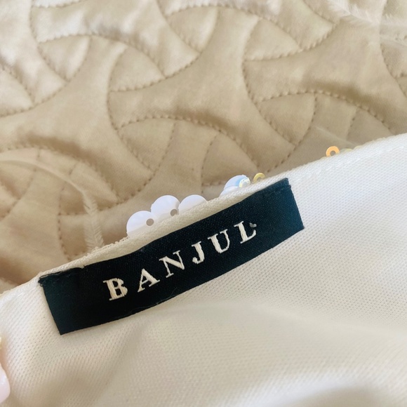 “Banjul" white sequin, feather mini sleeveless cocktail dress - Picture 8 of 9